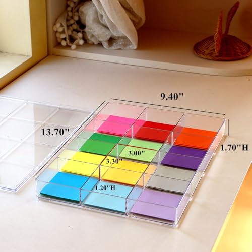 Fixed 12 Grids Clear Plastic Storage Box with Detached Lid, Transparent Organizer Case for Bead, Button, Jewelry, Sewing Kit, DIY Accessories, Dental Supplies, Small Parts