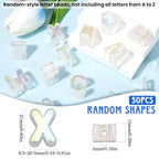 Random 50Pcs 21mm Big Alphabet Shaped Beads Rainbow Letter Beads with Large Hole Iridescent Opaque Clear AB Acrylic Spacer Loose Charm Bead for Jewelry Making Necklaces Bracelets DIY Crafts - style: Style 1