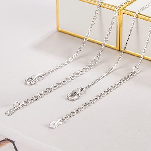 Dankadi Italian 925 Sterling Silver Necklace For Women 0.9mm Box Chain 1.3mm Rolo Chain O-Chain Lobster Claw Clasp - Pendant Chain - 16 "18" 20 "22" 24 "26" Jewelry Gift - color: Box Chain, size: 18 inches