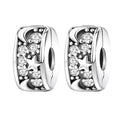 925 Silver Charms Pendants For Pandora Bracelet Golden charms Bead Safety Chain Clip set Heart Flower Animal Beads Family, Mom, Friend, Daughter, Birthday, Jewelry Gift - style: F-Moon Star Clip*2