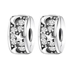 925 Silver Charms Pendants For Pandora Bracelet Golden charms Bead Safety Chain Clip set Heart Flower Animal Beads Family, Mom, Friend, Daughter, Birthday, Jewelry Gift - style: F-Moon Star Clip*2