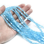 79pcs 5mm Sky Blue Cat's Eye Coin Stone Loose Gemstone Beads Semi-Precious Craft Supplies for DIY Jewelry Making - color: Coin5mm Sky Blue