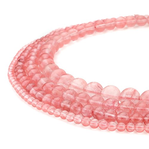 RUBYCA Watermelon Red Cherry Quartz Man-Made Glass Gemstone Round Loose Beads Jewelry Making 1 Strand 4mm - color: Cherry Quartz, size: 4 MM