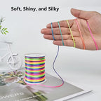 LUSTEMBER 330 Feet Satin Nylon String, 1 mm Silky Smooth Durable Nylon Cord for Jewelry Making, Bracelets, Beading, Necklaces, Macrame, Kumihimo, Rattail, and Chinese Knot Craft - size: Rainbow