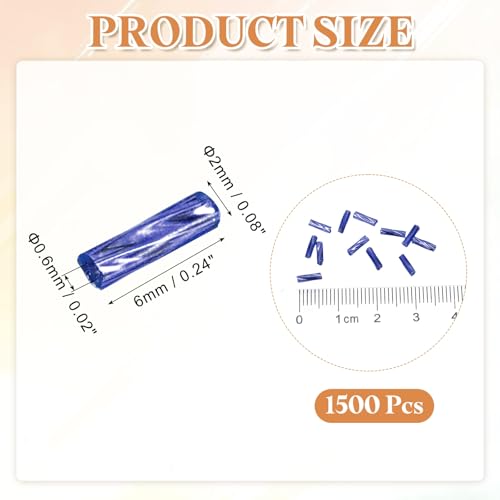 uxcell 1500Pcs Glass Bugle Seed Beads, 6x2mm Mini Long Tube Seed Beads Tube Loose Glass Seed Spacer Bead for DIY Earring Bracelets Necklace Jewelry Making Embroidery, Dark Sapphire Blue - color: Dark Sapphire Blue