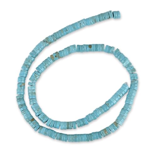 170pcs 5x2mm Natural Blue Turquoise Heishi Disc Rondelle Spacer Stone Semi Precious Gemstone Loose Beads for Jewelry Making 15 Inch - color: Blue Turquoise, size: 5x2mm