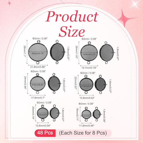 PATIKIL Pendant Trays for Jewelry Making, Blank Pendants Iron Double-hanging Bezel Settings Flat Base for Necklace Bracelet Charm - color: Grey Tone