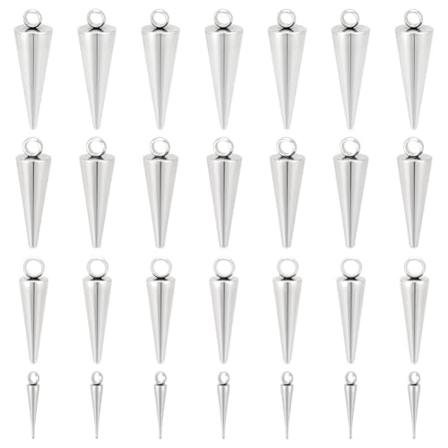 UNICRAFTALE Cone Charms Stainless Steel Spike Charms Punk Style Charm Spike Pendants Dangle Charm for DIY Necklace Earring Bracelet Jewelry Making - size: 10/15/16.5/18.5mm Long