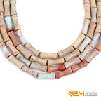GEM-Inside 30Pcs 5x12mm Natural Blue Brown Shoushan Jasper Stone Plant Bamboo Knot Bone Charms Beads for Jewelry Making Power Energy Chakra Stone Beads - color: Blue Brown Shoushan Jasper