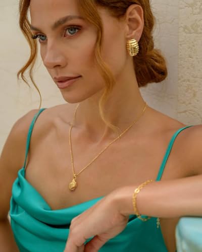 Natural Seashell Shell Scallop Pendant Choker Necklace Adjustable 18K Gold Plated Cable Chain Handmade Jewelry for Women Girls - style: Gold Conch