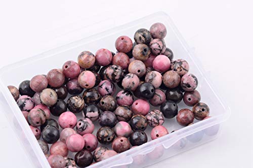 Natural Stone Beads 100pcs 8mm Black Stripe Rhodonite Round Real Stone Beading Loose Gemstone Hole 1mm DIY Charm Beads for Bracelet Necklace Earrings Jewelry Making (Black Stripe Rhodochrosite, 8mm) - color: Black Stripe Rhodochrosite, size: 8mm