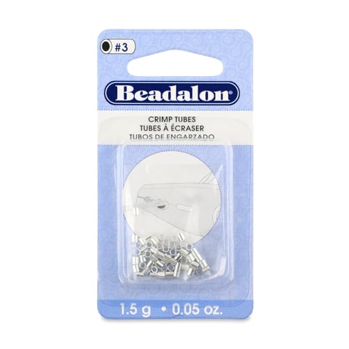 Beadalon Crimp Tubes, Size #3, Silver Plated, 1.5 g, Approx. 51 pc - color: Silver, size: 2mm