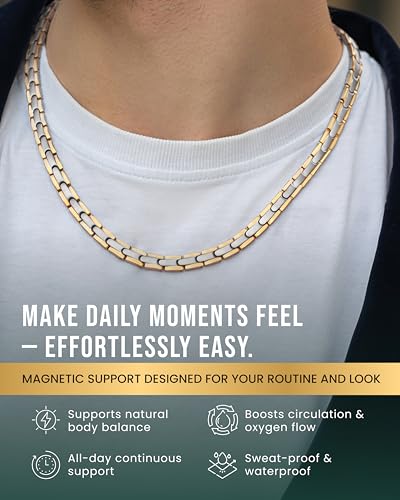 MagnetRX Titanium Magnetic Necklace – Ultra Strength Magnetic Necklaces for Women & Men – Effective Titanium Necklace with 55 Magnets (Silver & Gold, 20 Inches) - color: Silver & Gold, size: 20 Inch (Pack of 1)