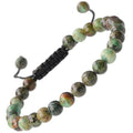 MASSIVE BEADS Natural Healing Power Gemstone Crystal Beads Unisex Adjustable Macrame Bracelets - color: African Turquoise, size: 6mm
