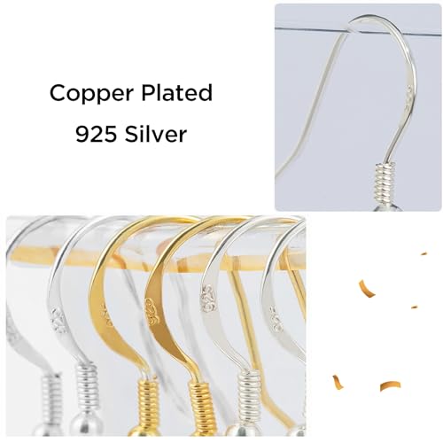 300PCS 925 Sterling Silver Earring Hooks, Gold Earring Hooks, Stainless Steel Ear Wires Fish Hook, Hypoallergenic Earring Making kit with Clear Silicone Backs Stoppers and Jump Rings(Gold and Silver)