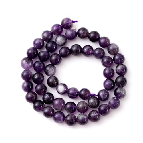 6mm 60pcs DIY Natural Amethyst Stone Beads Round Healing Crystal Gemstone Loose Beads for Jewelry Making Handmade Bracelet Necklace - color: Amethyst, size: 6mm