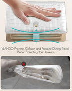 Vlando Travel Jewelry Case,Jewelry Organizers and Storage Jewelry Book Ring Binder with Clear Zipper Velvet Jewelry Pouches Bags for Rings,Necklace,Earrings-Silver - color: 08.Silver-Crocodile