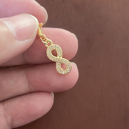 AMOBESTER Gold Infinity Symbol Clip on Charms with Cubic Zirconia Sparkling Infinity Sign Pendant, Lobster Clasp for DIY Bracelet Necklace Making