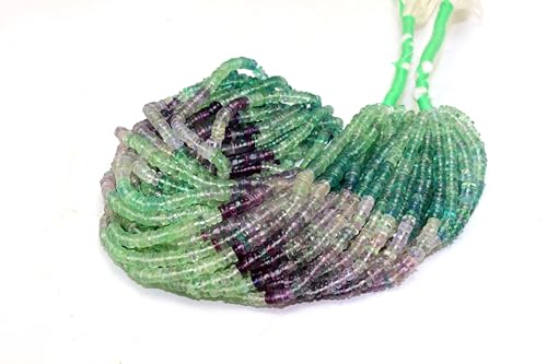 Natural Fluorite Smooth Heishi Wheel Beads, Green Purple Multi-Color, 4.5-5.5mm, 16 Inch Strand