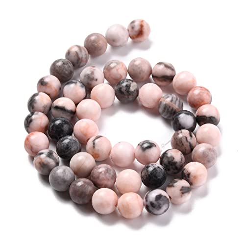 KISSITTY 235pcs 8mm Natural Pink Zebra Jasper Bead Strands, Natural Gemstone Crystal Beads Round Smooth Chakra Beads Energy Healing Crystals Gemstones for DIY Jewelry Bracelets Necklaces Making - color: Natural Pink Zebra Jasper