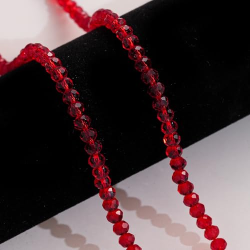 500PCS 6mm Round Crystal Glass Beads Faceted Spacer Beads Bulk for Jewelry Making Bracelets Necklace Earring Pendants Craft (Red) - color: Dark Red, size: 6mm