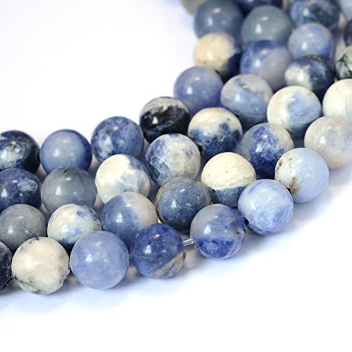 KISSITTY 235pcs 8mm Natural Sodalite Bead Strands, Natural Gemstone Crystal Beads Round Smooth Chakra Beads Energy Healing Crystals Gemstones for DIY Jewelry Bracelets Necklaces Making - color: Natural Sodalite