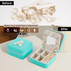 Initial Jewelry Box, Travel Jewelry Case, Blue, Modern, Mother's Day Gift for Women - color: Blue, size: F