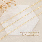 GTVOODX 33 Feet Gold Paperclip Chains for Jewelry Making Oval Soldered Stainless Steel Necklace Bulk Chain Roll Spool for DIY Bracelet Craft Supplies with Lobster Clasps Jump Rings - color: Gold Thin Paperclip Chains