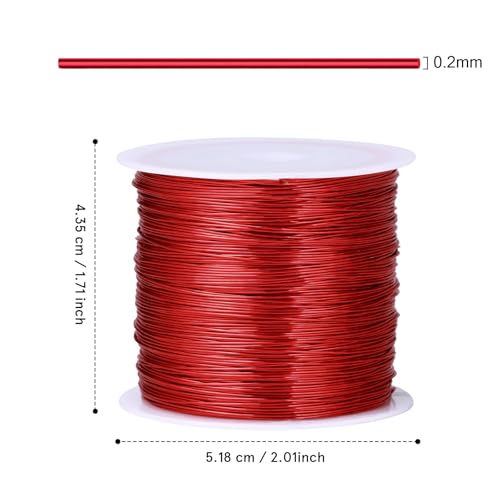 492FT Jewelry Wire 32 Gauge Tarnish-Resistant Copper Beading Wires Roll Bulk for DIY Crafts Jewelry Making, Red Wire - color: Red, size: 0.2mm