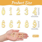 KALIONE 50Pcs Metal 0-9 Number Charm Pendants 0-9 Charms for DIY Craft Keychains DIY Jewelry Making Accessories - color: Gold