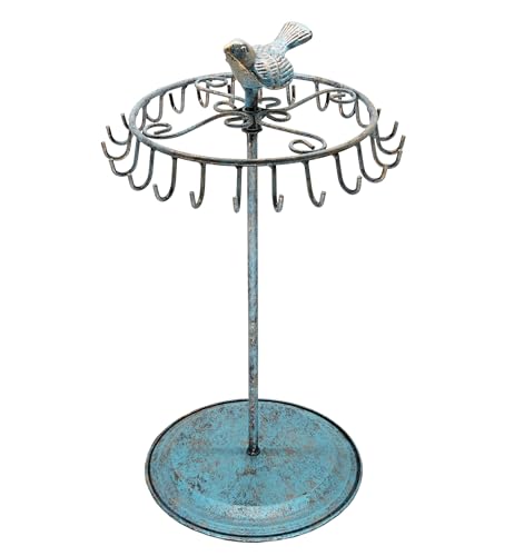Golden Turquoise Bird Rotating Necklace Holder Bracelet Stand/Jewelry Organizer/Jewelry Tree - color: Golden Turquoise