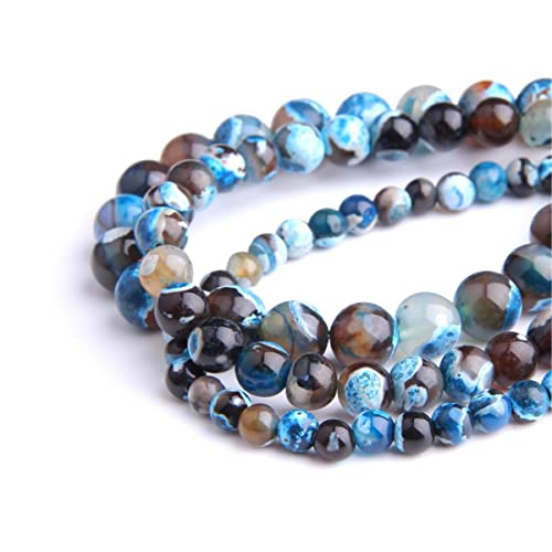 Natural Stone 6mm Fire Agate Smooth Round Loose Beads Energy Gemstone DIY for Jewelry Making Bracelet Necklace 1 Strand 15" - color: Fire Agate, size: 6mm