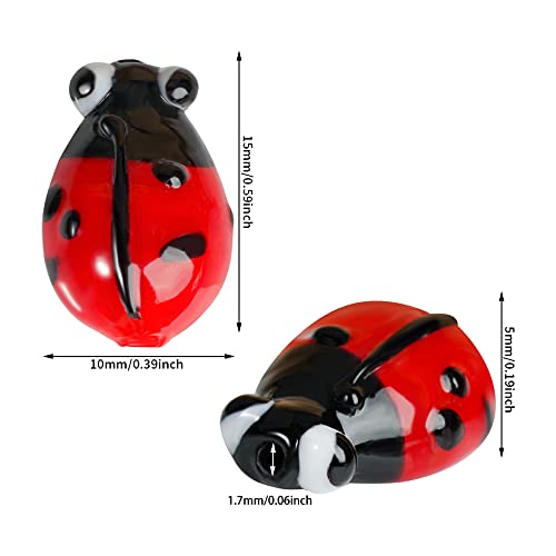 40pcs Ladybug Lampwork Glass Beads Mix Colors - Loose Spacer Beads for Jewelry Making DIY Handmade Crafts (Red)