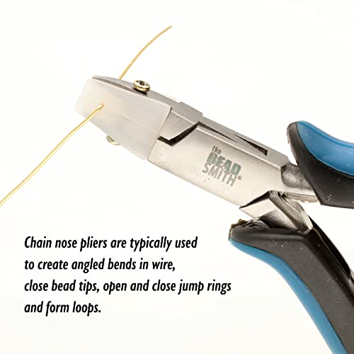The Beadsmith Chain Nose Nylon Jaw Pliers – 5 inches (127mm) – Ergonomic Handle, Double Leaf Springs – Includes Replacement Heads – Jewelry Making Tool for Creating Bracelets, Earrings & Necklaces - style: Chain Nose