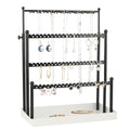 Tirzah 3-Tier Adjustable Earring Necklace Holder Organizer Stand, Black Jewelry Display Tree with 105 Slots, 10 Double-Sided Hooks, White Tray for Women, Girls - color: White & Black, for Necklace Earring
