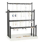 Tirzah 3-Tier Adjustable Earring Necklace Holder Organizer Stand, Black Jewelry Display Tree with 105 Slots, 10 Double-Sided Hooks, White Tray for Women, Girls - color: White & Black, for Necklace Earring