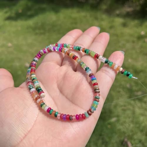 Natural Mulitcolor Rondelle Beads Natural Stone Disk Beads Loose Gemstone Spacer Bead for DIY Bracelet Necklace Jewelry Making（4 * 2mm 1 Strand 150pcs Mix04） - color: Mix04