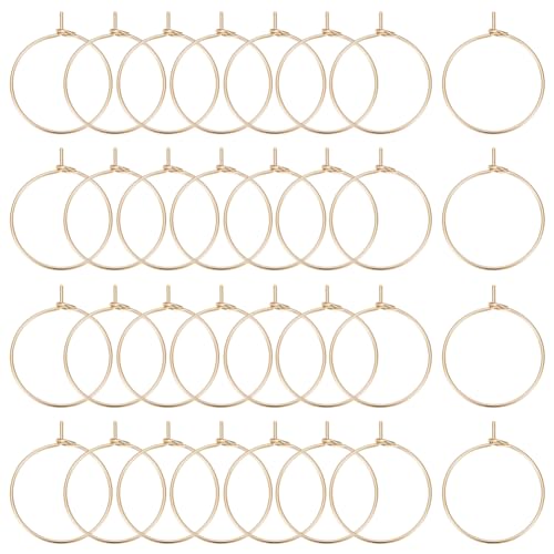 Beebeecraft 1 Box 100Pcs Hoop Earring Findings 18K Gold Plated 316 Stainless Steel Wine Glass Charms Rings with 0.7mm Pin DIY Earring Beading for Hoop Earrings Making, 20mm/0.79in - color: Gold, size: 20mm