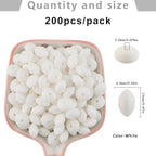 Sunrony 200Pcs Silicone Lentil Beads for Keychain Making, Bulk 12mm Silicone Abacus Spacer Beads for Necklace Bracelet Making Pens(White) - color: D-White