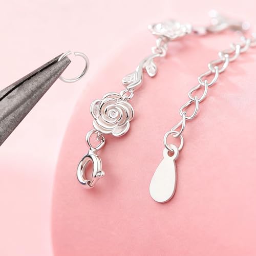 180PCS 925 Sterling Silver Open Jump Rings,3/4/5/6/7/8mm Jewelry Connector Rings for Bracelets Necklaces Earrings DIY Craft Making Supplies