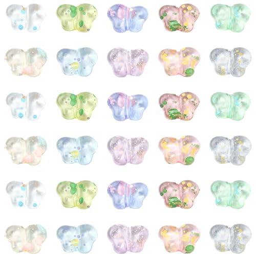 300Pcs Butterfly Crystal Acrylic Beads for Bracelets Making 10 Colors Transparent Spray Painted Spacer Beads for Jewelry Necklaces Earrings Keychains Crafting DIY Craft Supplies - color: Butterfly- 300 pcs