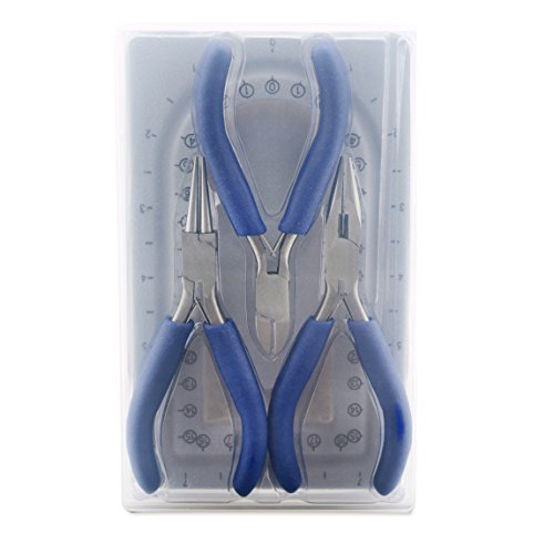 Beadalon 202K-050 Travel Tool Kit, Chain Nose Pliers, Round Nose Pliers, Cutter & Mini Bead Board, with Plastic Case Tools