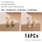 stino 16Pcs Cubic Zirconia Huggie Earring Hooks for Jewelry Making, Brass Earring Hoops Clasps, Leverback Findings & Supplies (14K Gold Plated) - color: 14K Gold Plated