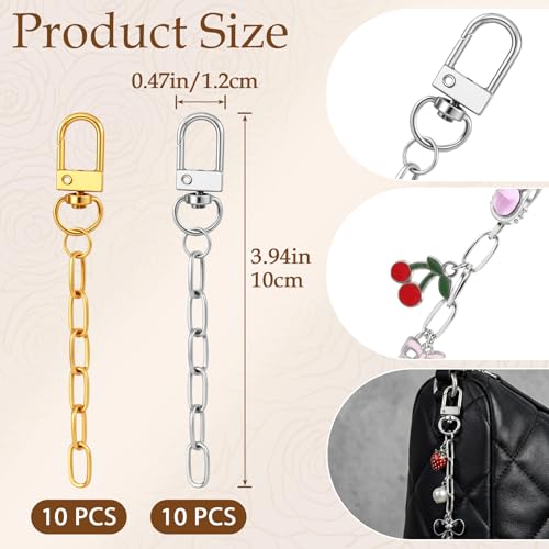 Hzopcw 20pcs Keychain Making Kit, Gold & Silver Key Ring Swivel Snap Hook Chains, Alloy Extender Keychain Bag Charm Kits for DIY Crafts Jewelry Making Handbag Purses- A Style - color: Gold & Silver-20pcs-A Style