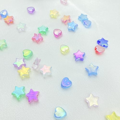 450Pcs Acrylic Beads AB Crystal Star Beads Heart Beads for Jewelry Making DIY Bead Bracelet Necklace Earrings(Deep Pink) - color: Deep Pink