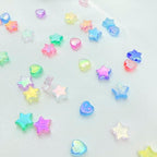450Pcs Acrylic Beads AB Crystal Star Beads Heart Beads for Jewelry Making DIY Bead Bracelet Necklace Earrings(Lemon Yellow) - color: Lemon Yellow