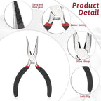 Dimeho 8 PCS Needle Nose Pliers, 5 Inch Long Nose Pliers Set Carbon Steel Serrated Jaw Plier for Wire Bending Cutting Jewelry Making Electronics Repair Object Grasping