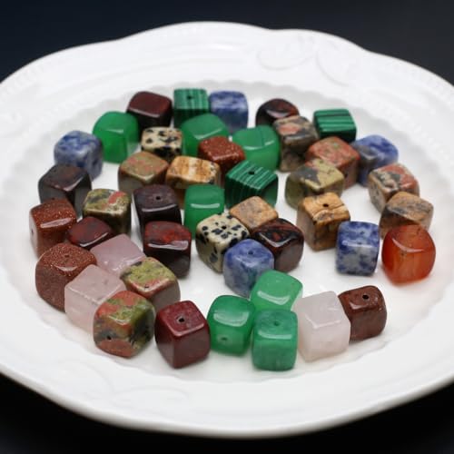 40 Pcs Healing Loose Beads Square Shape Faceted Natural Necklace Stone Pendants Crystal Charms for Jewelry Making DIY Craft - color: square