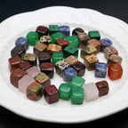 40 Pcs Healing Loose Beads Square Shape Faceted Natural Necklace Stone Pendants Crystal Charms for Jewelry Making DIY Craft - color: square