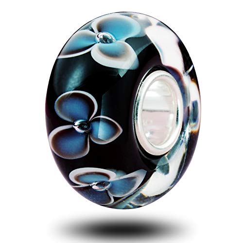 Murano Glass Charms Authentic 925 Sterling Silver Charms Core Red Flower Pink Love Heart White Yellow Glass Beads fit Pandora Style Bracelet for Women Wife Anniversary DIY Gift - color: color_1